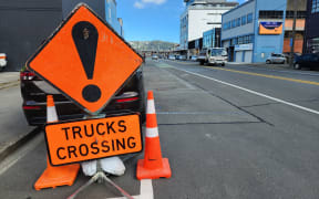 The appearance of a 'trucks crossing' sign has been the only warning of crews moving in to start work on Thorndon Quay.