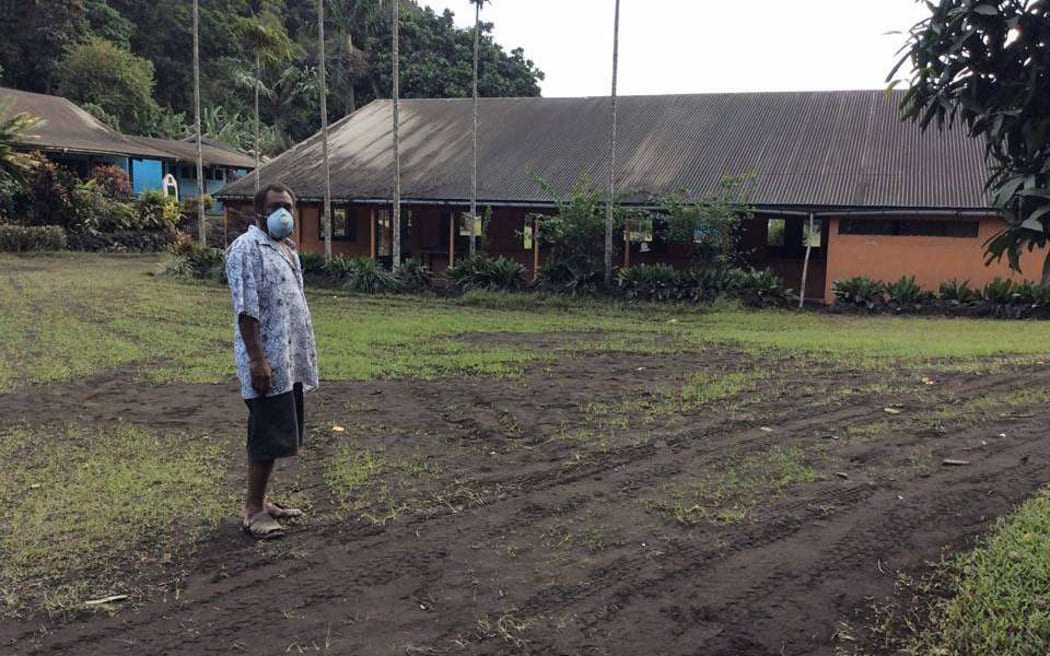 The ash from the volcano on Ambae has forced the closure of St Patrick's college, which has been covered in ash.