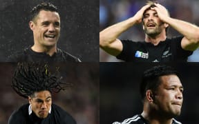 The departing champions: Dan Carter, Conrad Smith, Ma'a Nonu and Keven Mealamu (clockwise).