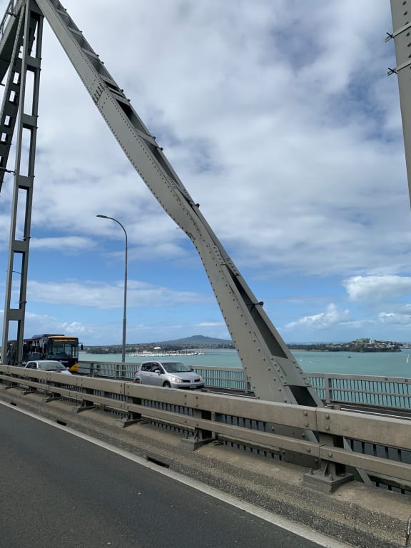 Damaged beam on Auckland Harbour Bridge.