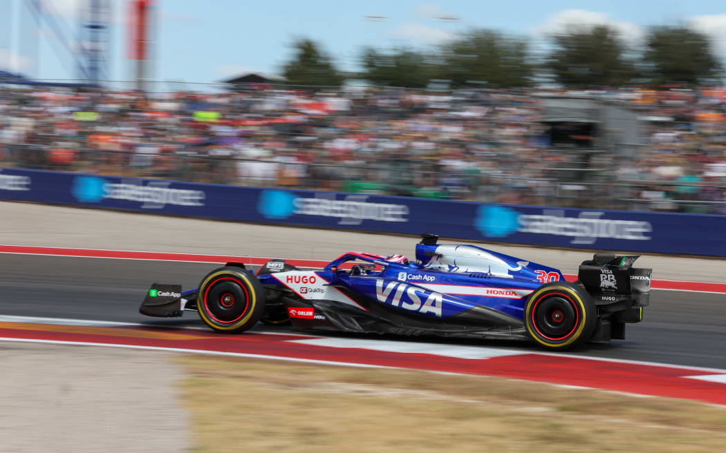 Liam Lawson in action in the US Grand Prix sprint race at Austin, Texas.