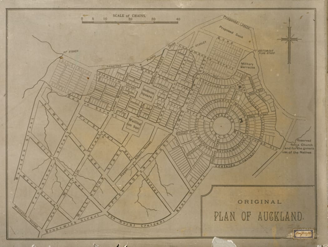 A close-up view of Felton Mathew's "Cobweb" plan for Auckland.