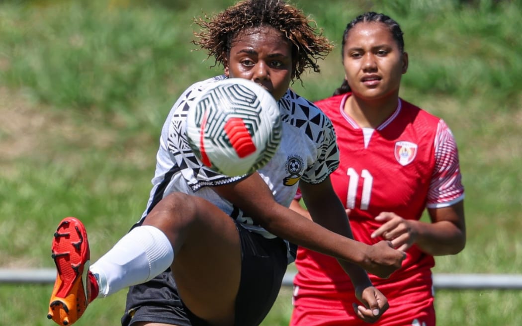 Fiji and Tahiti at the OFC U-16 2025 Women's Championship at Samoa Football HQ Apia. 1 August 2025.