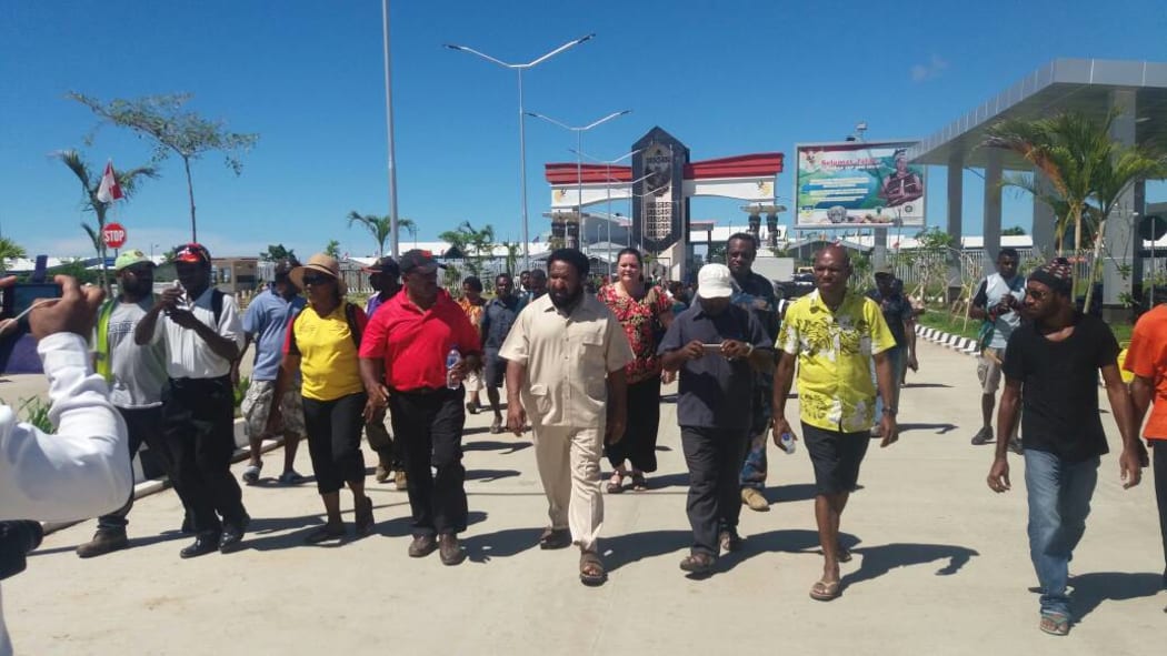 PNG Opposition Leader Don Polye campaigning