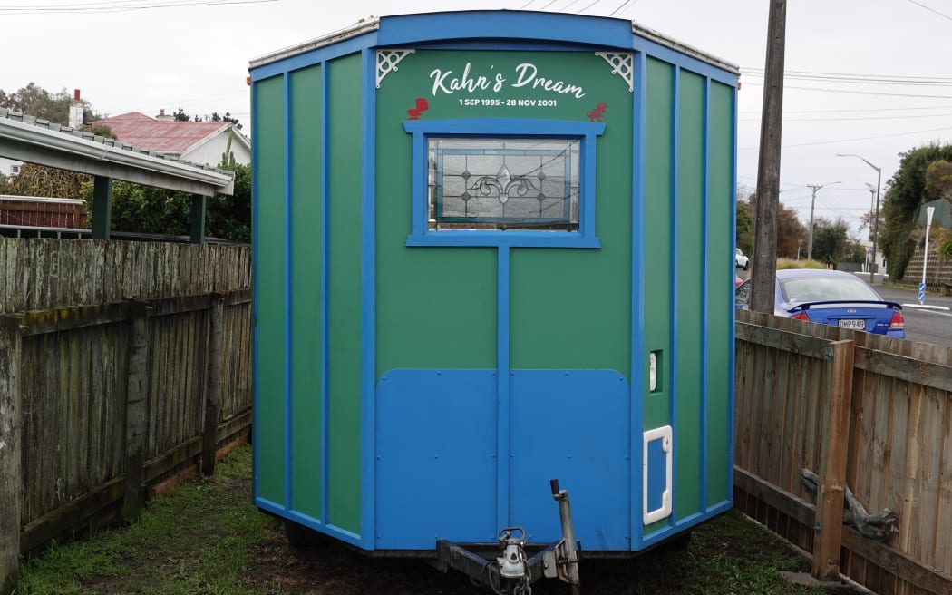 The converted horse float sits on Roby Dandy's Kāingra Ora property.