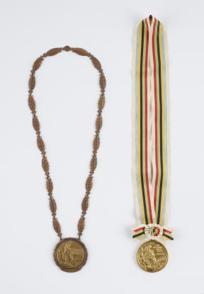 Peter Snell's gold medals from the Rome, left, and Tokyo Olympics (1960 and 1964)