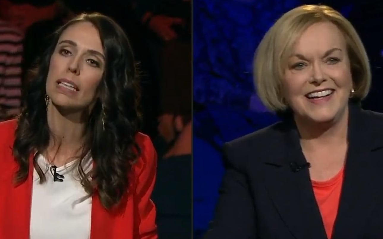 Labour leader Jacinda Ardern and National leader Judith Collins during the Newshub leaders debate.