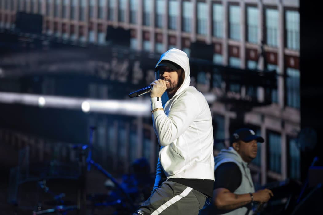Eminem's Wellington concert last night drew a record crowd of more than 46,000 to Westpac Stadium.