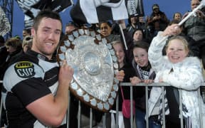 Hawkes Bay's Mark Abbott with the Ranfurly Shield.