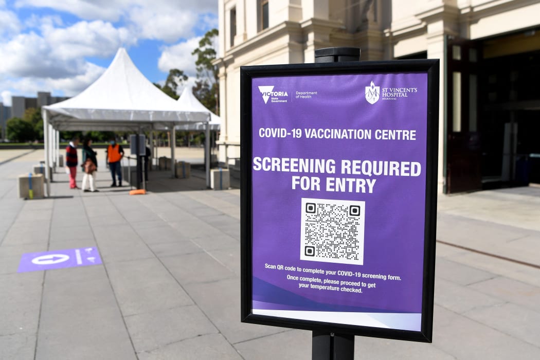 A Covid-19 vaccination centre in Melbourne, April 2021.