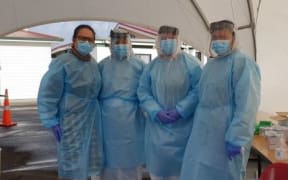 South Seas Healthcare nurses at the pop up testing centre near the Manukau Samoan Methodist Church.