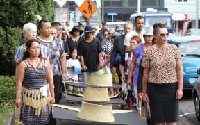 The Walk For Peace on 5 February 2016 in New Plymouth, following the footsteps of prisoners taken during the sacking of Parihaka in 1881.