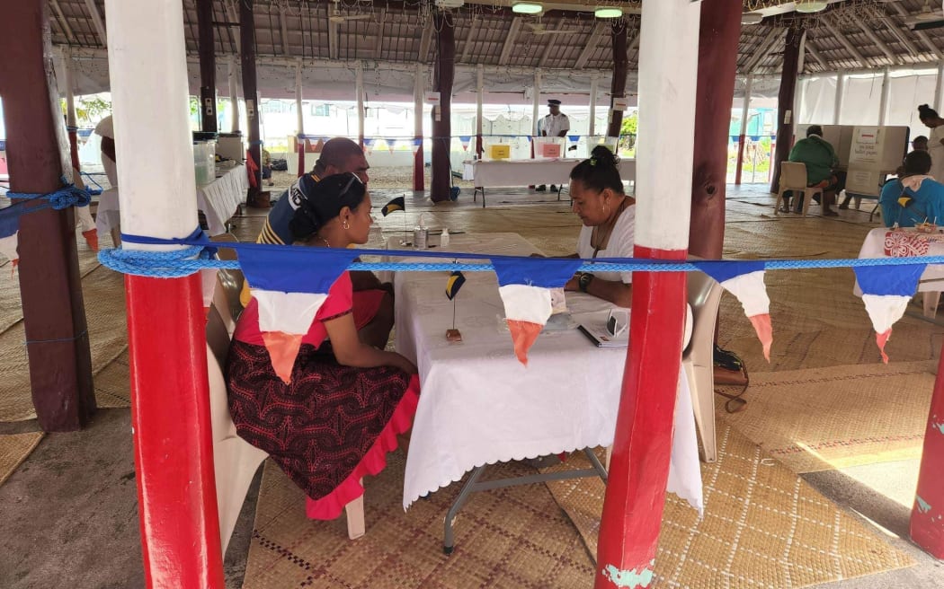 Fakaofo residents votes in the 2023 Tokelau election.