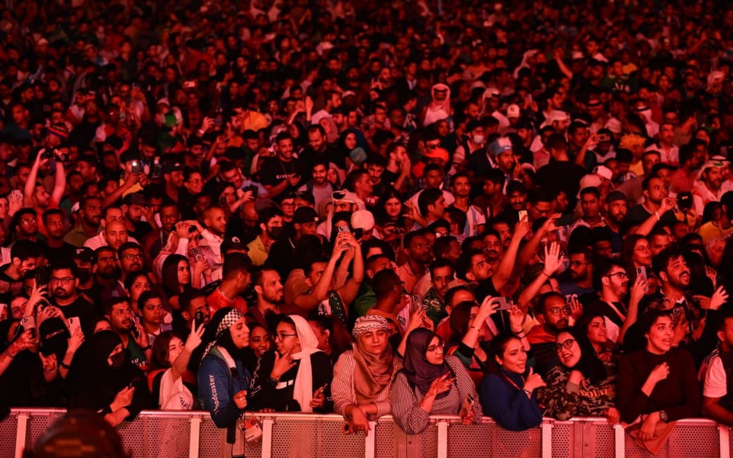Crowds at the FIFA World Cup fan fest in Doha, Qatar.