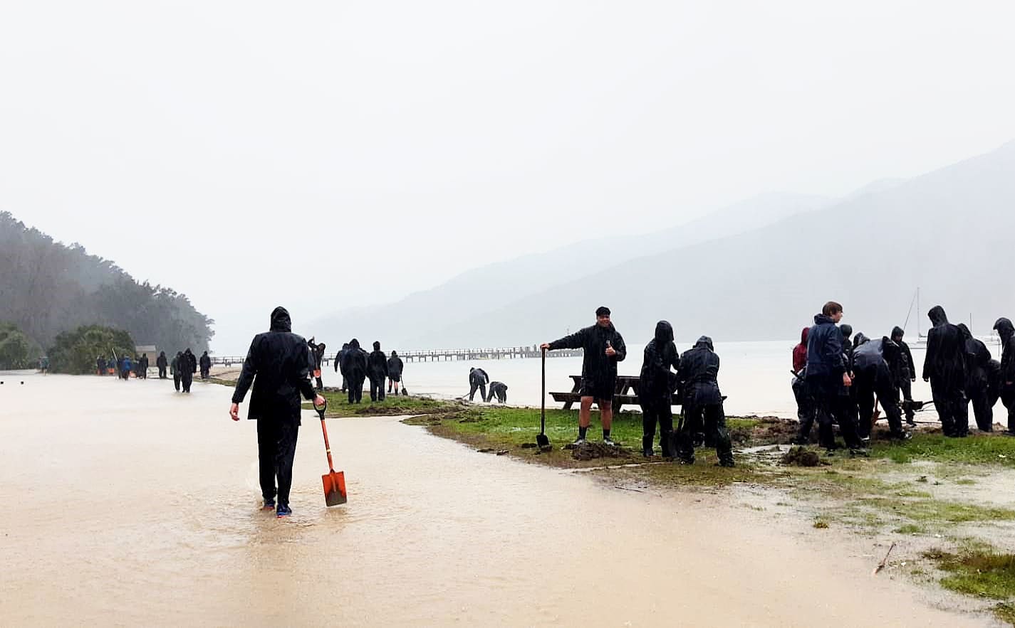 Teens on Outward Bound's ‘mind body soul’ course help with recovery efforts after heavy rain causes widespread flooding in Marlborough.
