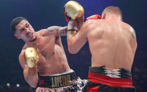 Jai Opetaia (left) during the IBF cruiserweight title fight against and Mairis Briedis at Gold Coast Convention and Exhibition Centre on 2 July 2022, Gold Coast, Australia.