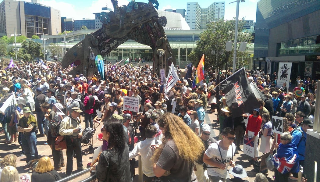 More than 1000 people marched from Aotea Square to the US Consulate in Auckland.