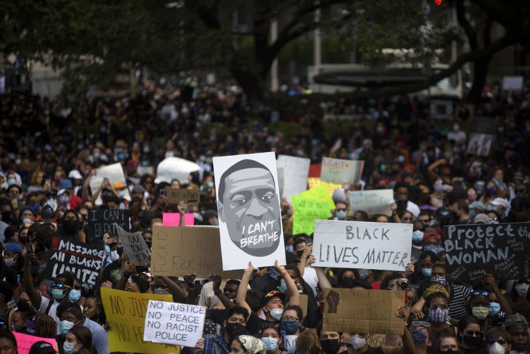 Thousands gathered to march across downtown Houston, Texas on 2 June.