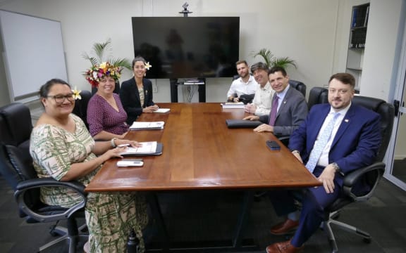 The US delegation during their meeting with Cook Islands Secretary of Foreign Affairs and Immigration Tepaeru Herrmann. US EMBASSY NZ/25080817