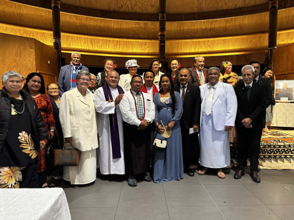 Labour representatives with church ministers, and Samoa High Commission's head of mission Afamasaga Faamatalaupu Toleafoa and consul general Afemata Palusalue Faapo II Lemalu.