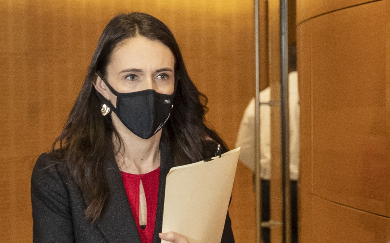 Prime Minister Jacinda Ardern and director-general of health Dr Ashley Bloomfield arriving for the Covid-19 update at Parliament, Wellington 23 September, 2021.