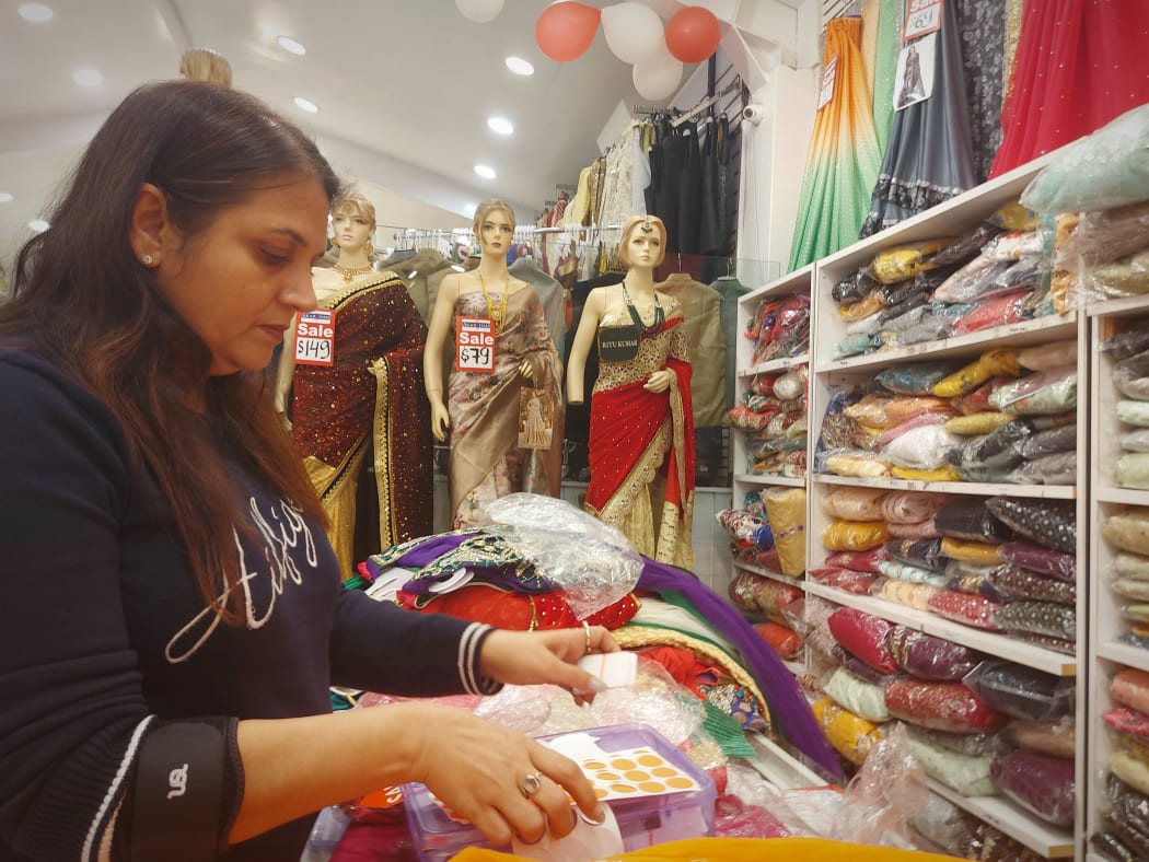 Neelam Ahuja at her sari store, Hunters Corner, Papatoetoe