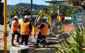 The water main near the TSB Arena burst at 4.30am leaving multi-storey buildings without running water.