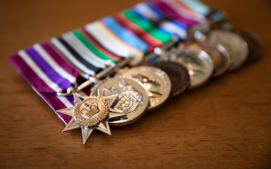 Amoung Jamie Pennell's medals is the New Zealand Gallantry Star (far left) which he was awarded for his role responding to the Taliban’s siege of the Kabul Intercontinental Hotel in 2011.