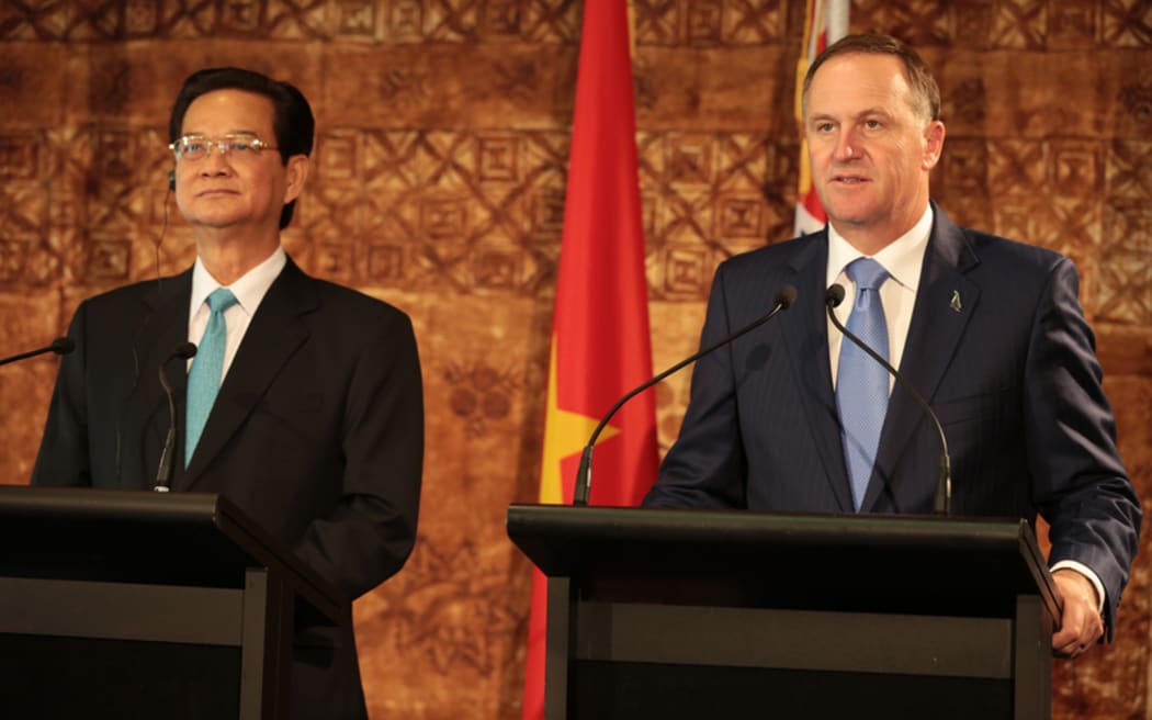 Press conference of Vietnamese Prime Minister Nguyen Tan Dun and John Key.
