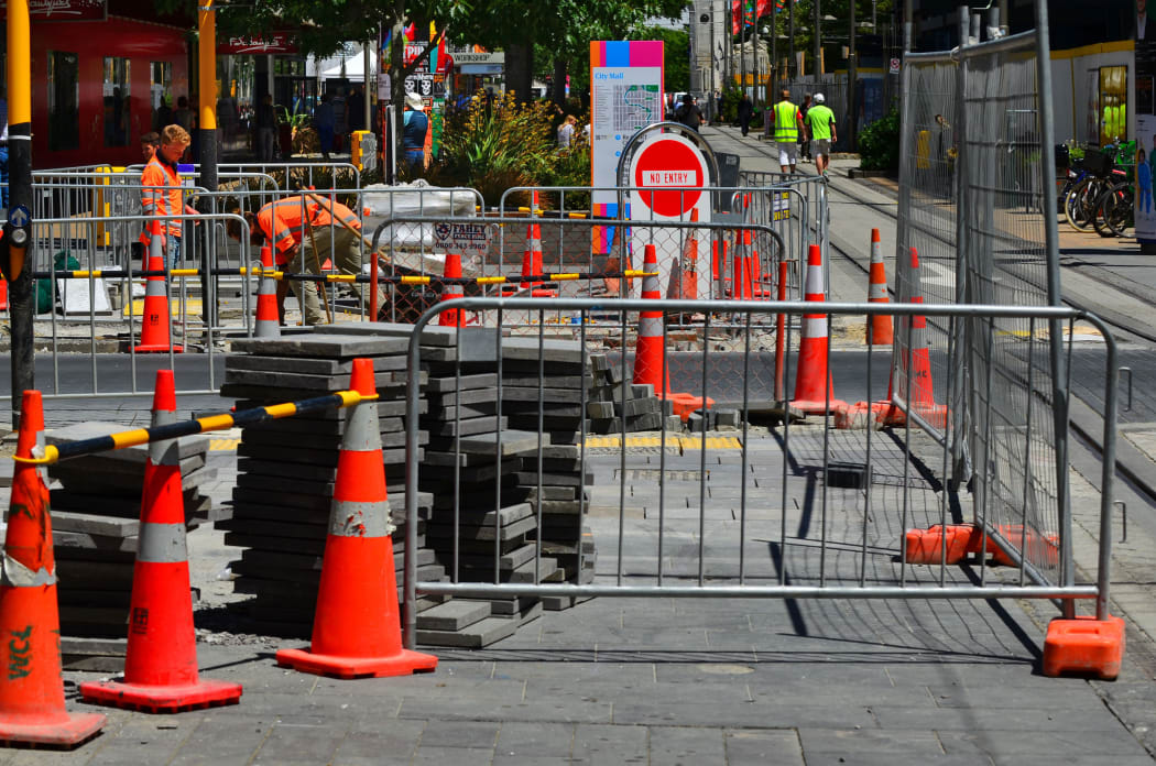 Road cones in Christchurch in December 2015.