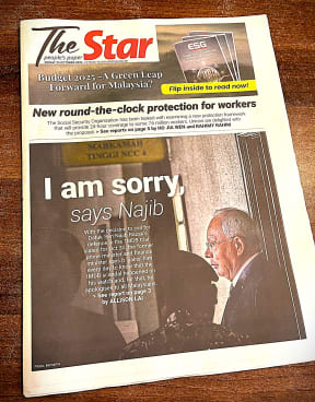 The 1MDB scandal is still front page news in the Malaysia Star newspaper.