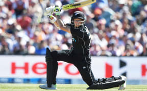 Mitchell Santner batting during Blackcaps v England 5th ODI International