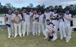 Mudgeeraba captain Gareth Morgan (pictured at centre, holding the ball) in team photo.