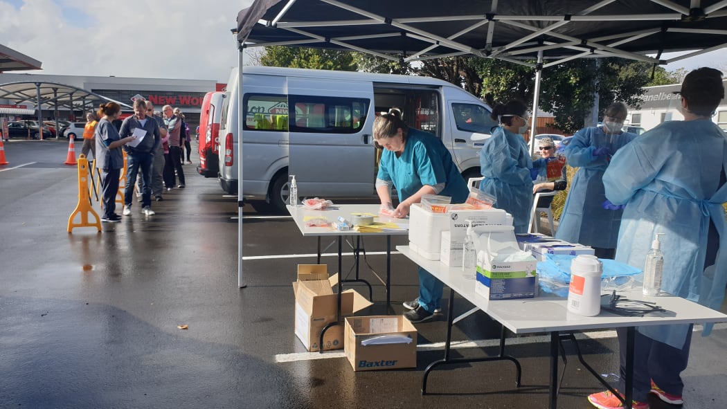 Pop-up Covid-19 test clinic at New Plymouth New World car park.