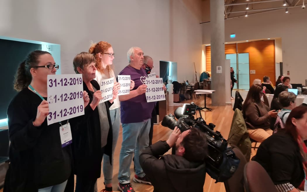 Nurses protest at the Nurses Organisation annual conference