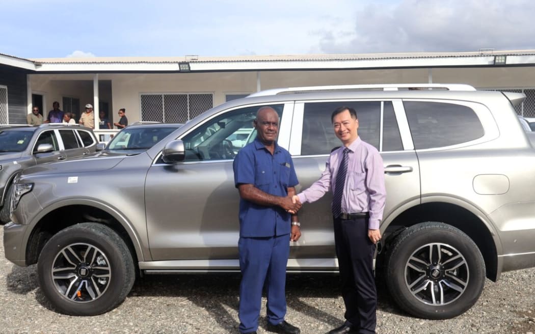 Prime Minister Jeremiah Manele received 27 SUVs donated by China to support the hosting of the 54th Pacific Islands Forum Leaders Meeting from 8 to 12 September 2025.