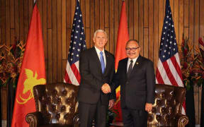 US Vice President Mike Pence and Papua New Guinea Prime Minister Peter O'Neill during the 2018 APEC Leaders Summit in Port Moresby.