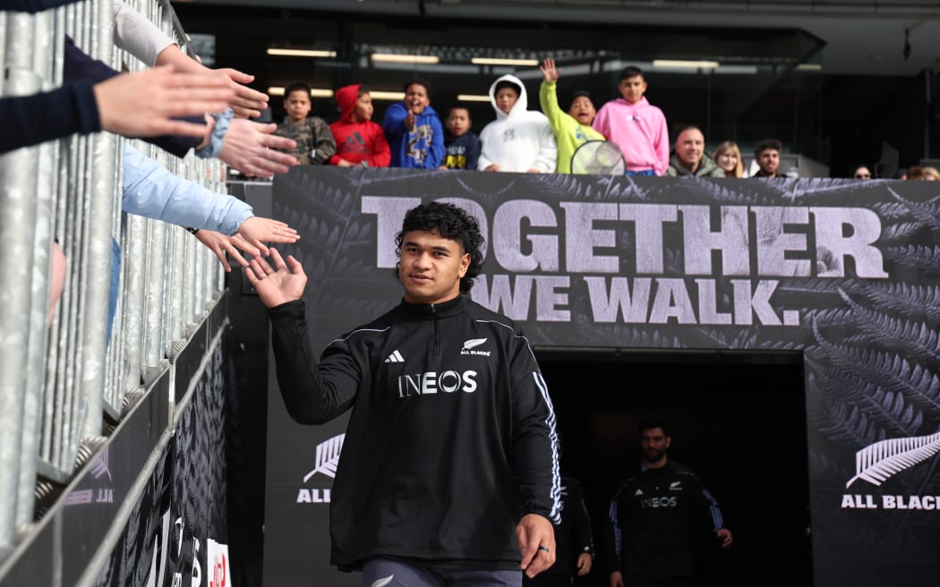 Wallace Sititi of the All Blacks during the All Blacks captains run, Eden Park, Auckland.