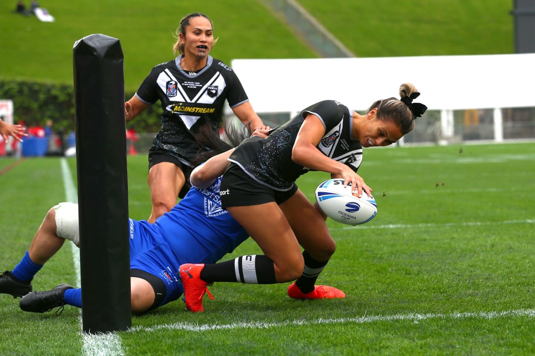 Kiana Takairangi. Rugby League International between the Kiwi Ferns and Fetu Samoa at Mt Smart Stadium, Saturday 22 June, 2019.
Photo: Renee McKay / www.photosport.nz