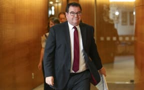WELLINGTON, NEW ZEALAND - MAY 08: Finance Minister Grant Robertson arrives at a press conference at Parliament on May 08, 2020 in Wellington, New Zealand.