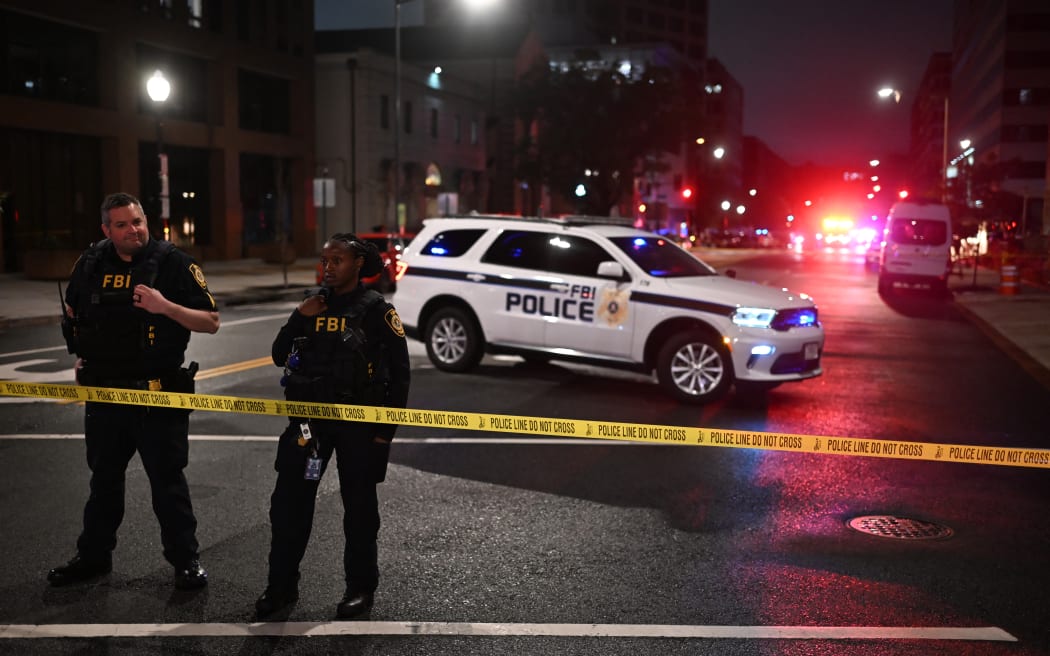 FBI agents cordon off the scene outside the Capital Jewish Museum following a shooting that left two people dead, in Washington, DC, on May 21, 2025. Two Israeli embassy staff members were killed near a Jewish museum in Washington late Wednesday May 21, US Homeland Security chief Kristi Noem said.
"Two Israeli Embassy staff were senselessly killed tonight near the Jewish Museum in Washington DC. We are actively investigating and working to get more information to share," she posted on X. (Photo by Alex WROBLEWSKI / AFP)