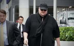 Kim Dotcom arrives at court for his extradition hearing