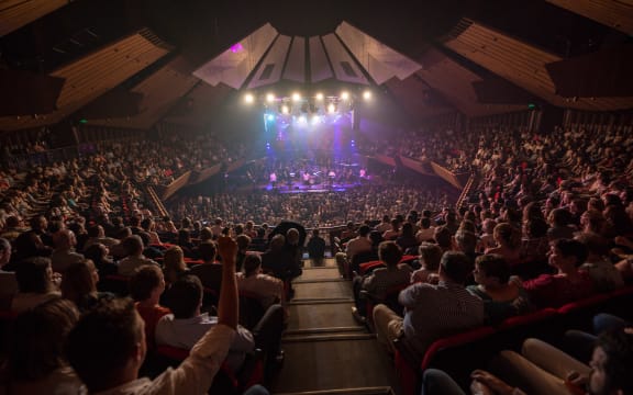 The view from the top of the Christchurch Town Hall at Shapeshifter/CSO