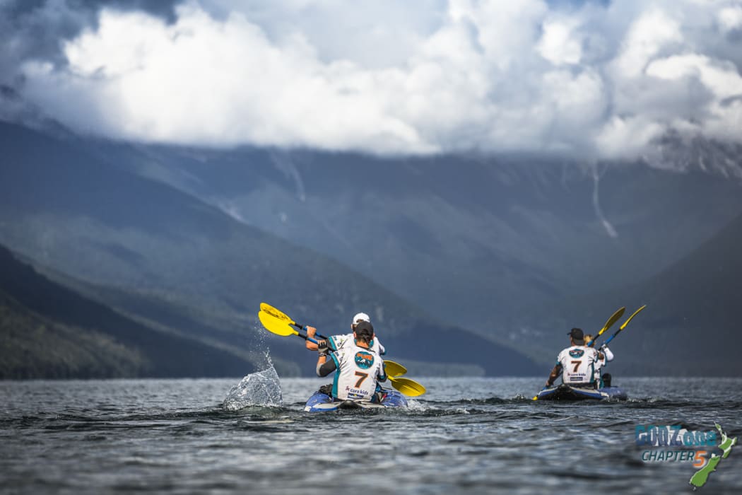 Team Cure Kids on Lake Rotoroa during Godzone 2016.