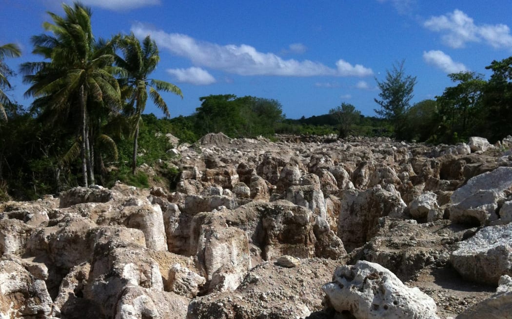 The scars of phosphate mining on Nauru's high ground.