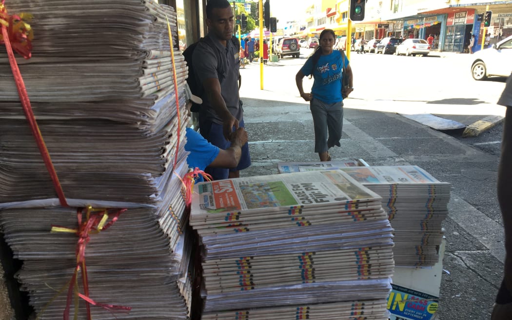 Newspaper stand in Lautoka, Fiji
