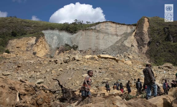 The ground is still moving at the landslide site in Yambali village in Enga province.