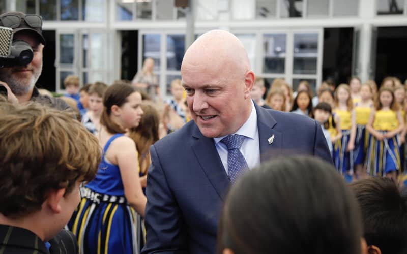 Watch: Christopher Luxon speaks to media from Auckland school | RNZ