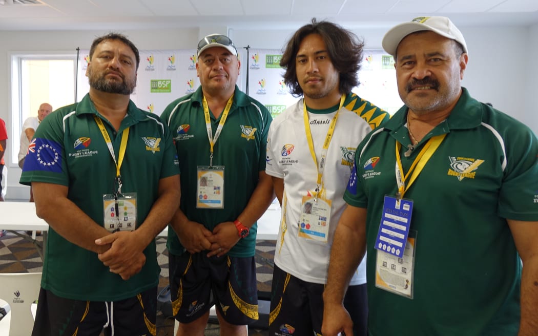 President of Cook Islands Rugby League Charles Carlson (far right).
