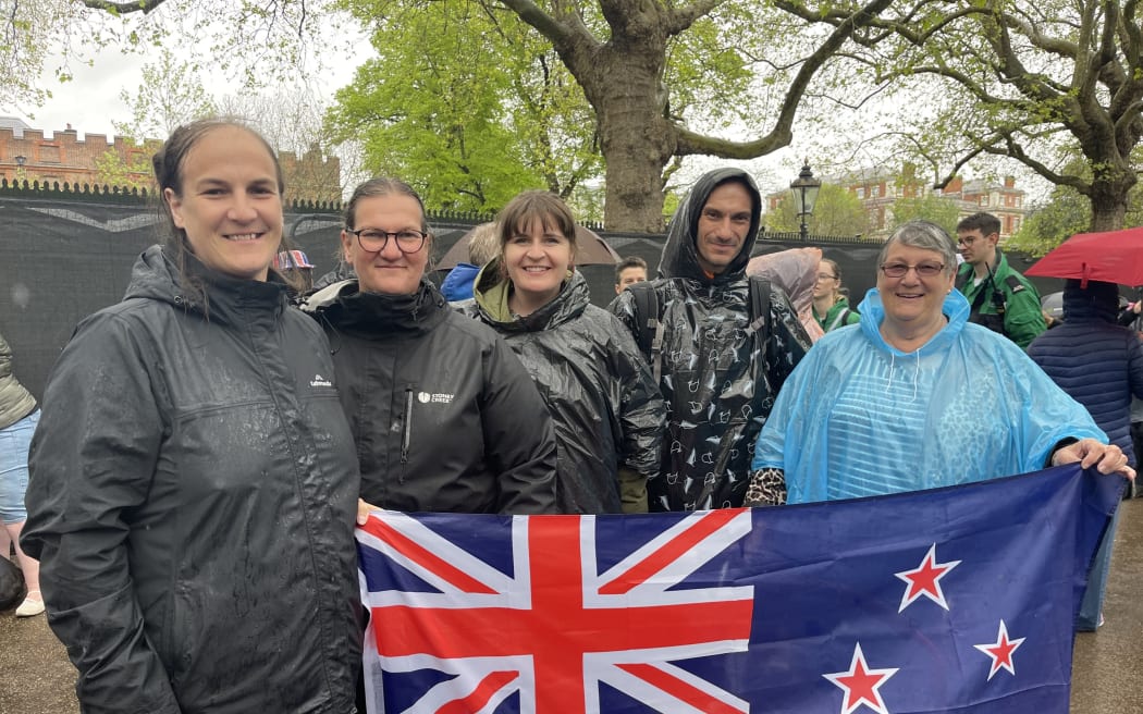 Kiwis living in Britain braved the rain to head to the procession.